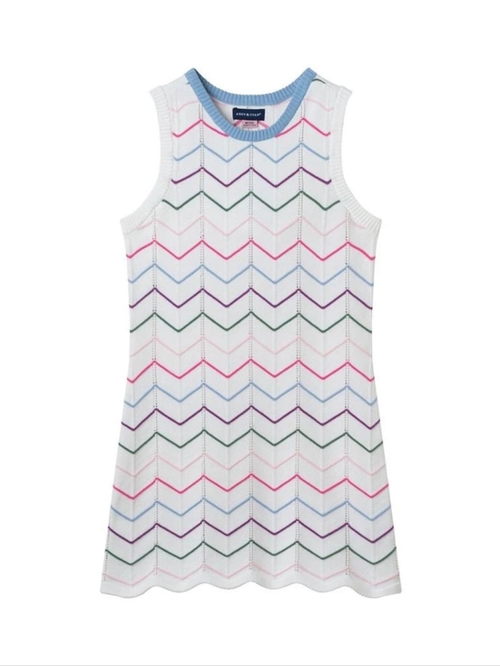 Andy & Evan Other - ​Andy & Evan Girls 12 14 White Crochet Chevron Zigzag Scalloped Knit Mini Dress